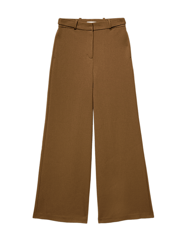 Tailored Side Tab Wide Leg Trousers