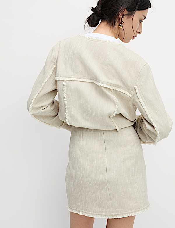 Pure Cotton Frayed Seam Mini Skirt