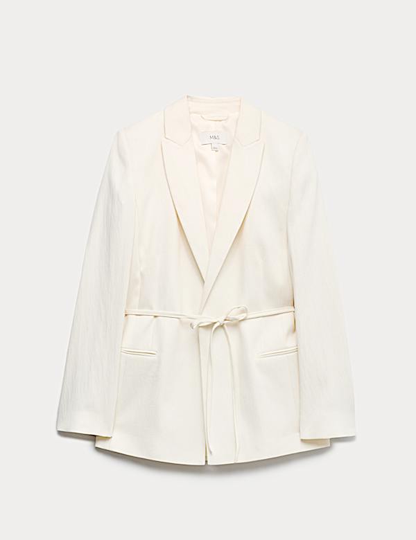 Tie Belted Blazer with Linen - LT