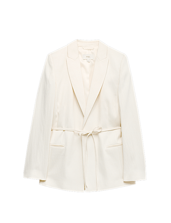 Tie Belted Blazer with Linen