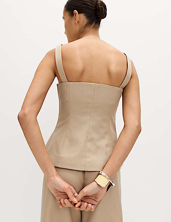 Lyocell Rich Square Neck Waistcoat with Linen - FI