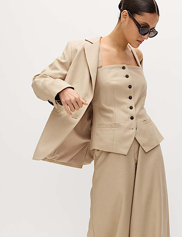 Lyocell Rich Square Neck Waistcoat with Linen - FI