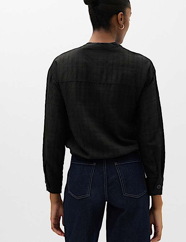 Checked Collarless Short Jacket - NL