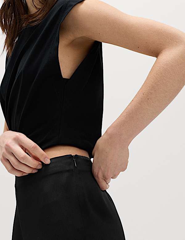 Satin Pull On Flared Trousers - NO