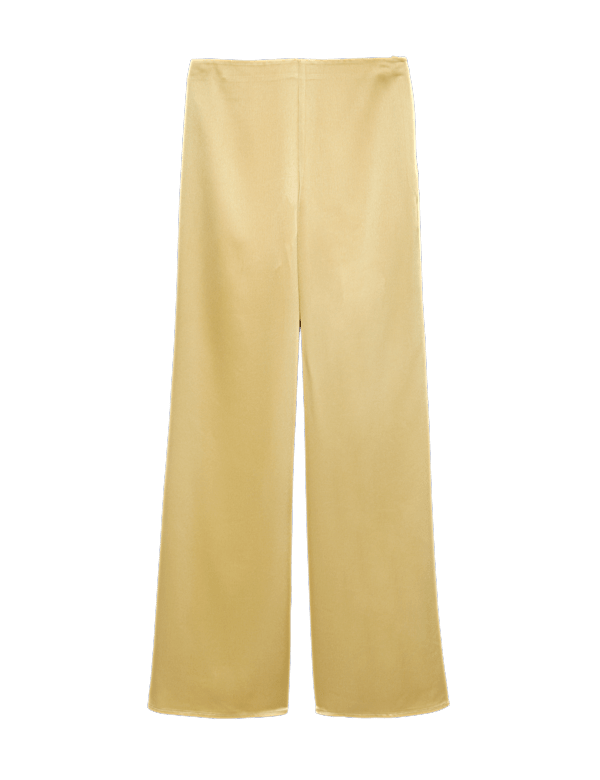 Satin Pull On Flared Trousers