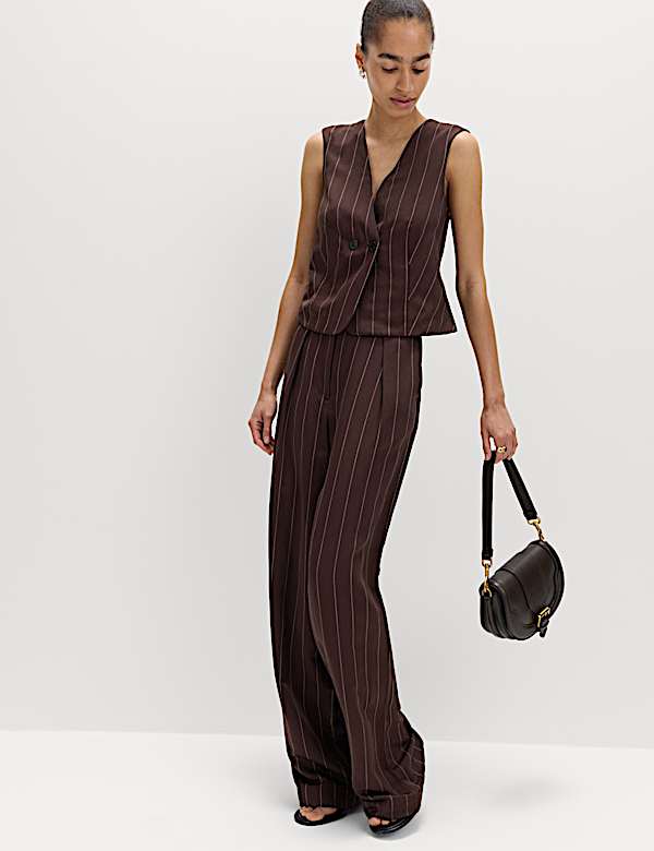 Linen Blend Sheen Pinstripe Waistcoat - CY