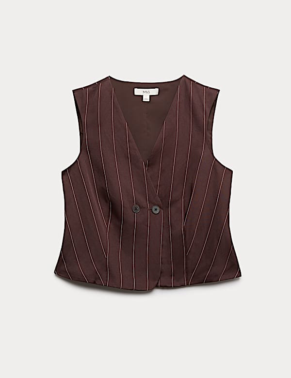 Linen Blend Sheen Pinstripe Waistcoat - CY