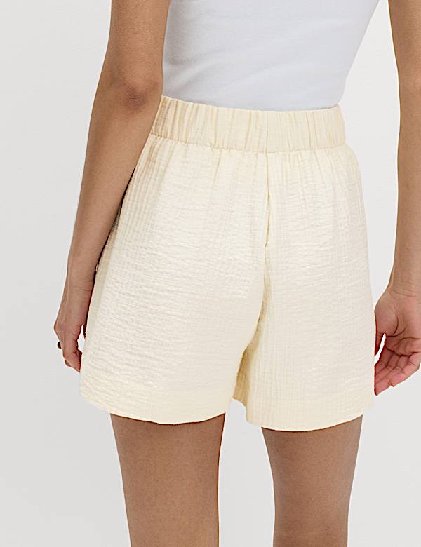 Cotton Blend High Waisted Shorts - AU