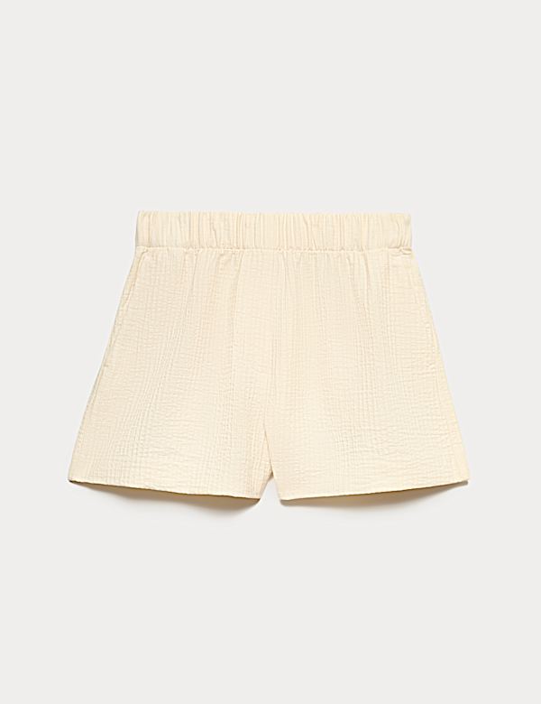 Cotton Blend High Waisted Shorts - AU