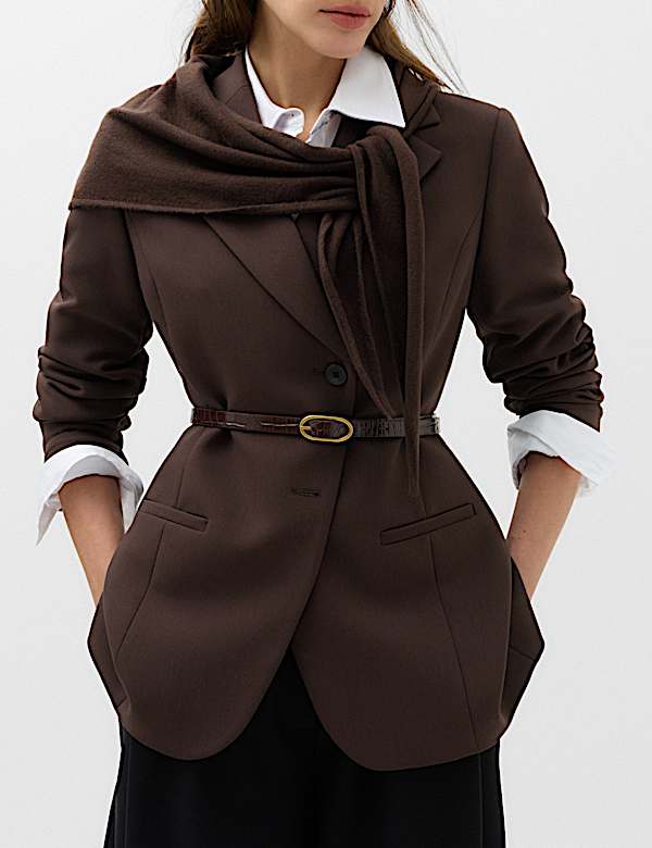 Tailored Cinched Waist Asymmetric Blazer - CH