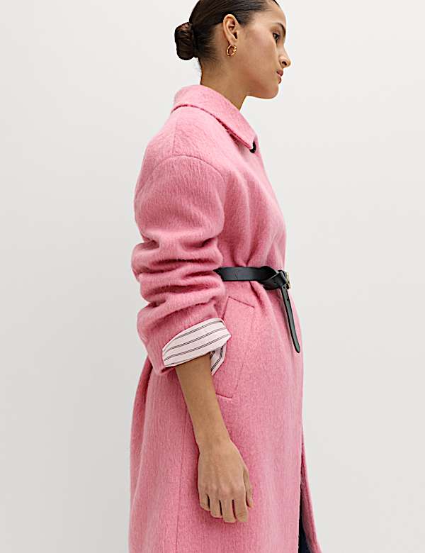 Brushed Collared Longline Car Coat with Wool - KG