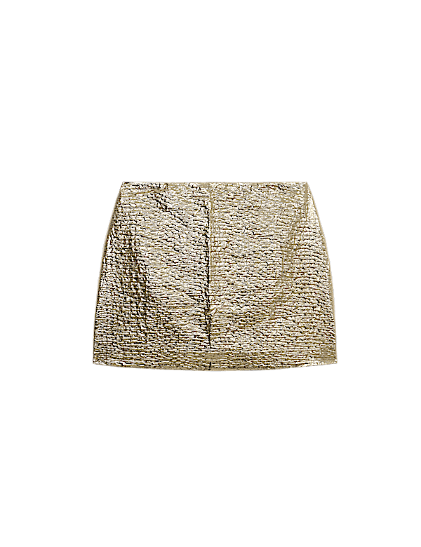 Metallic Textured Mini Column Skirt
