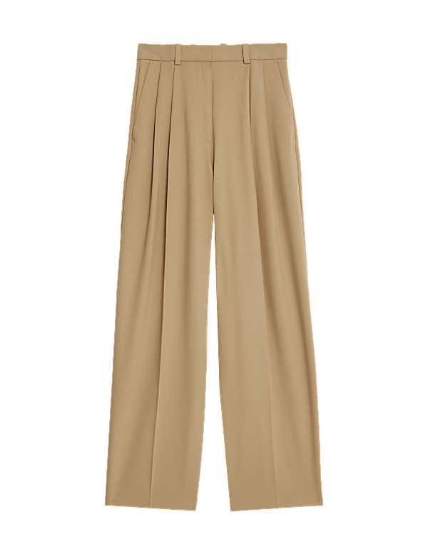 Pleat Front Relaxed Wide Leg Trousers