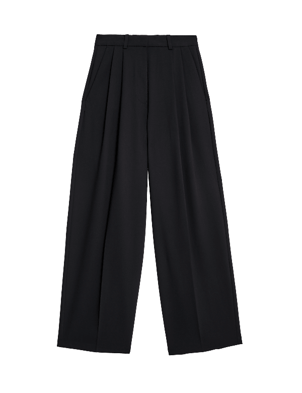 Pleat Front Relaxed Wide Leg Trousers
