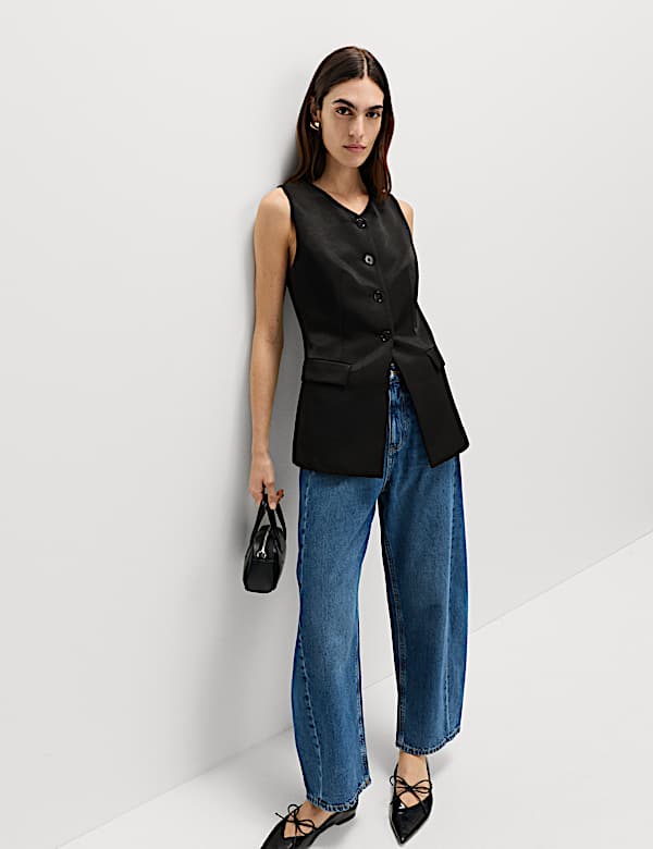 Gilet de costume sans encolure effet brillant - LU