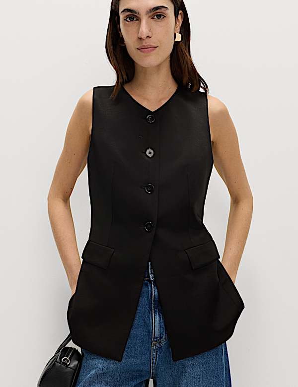 Gilet de costume sans encolure effet brillant - LU