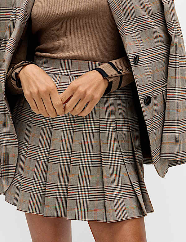 Checked Pleated Mini Skirt - AU