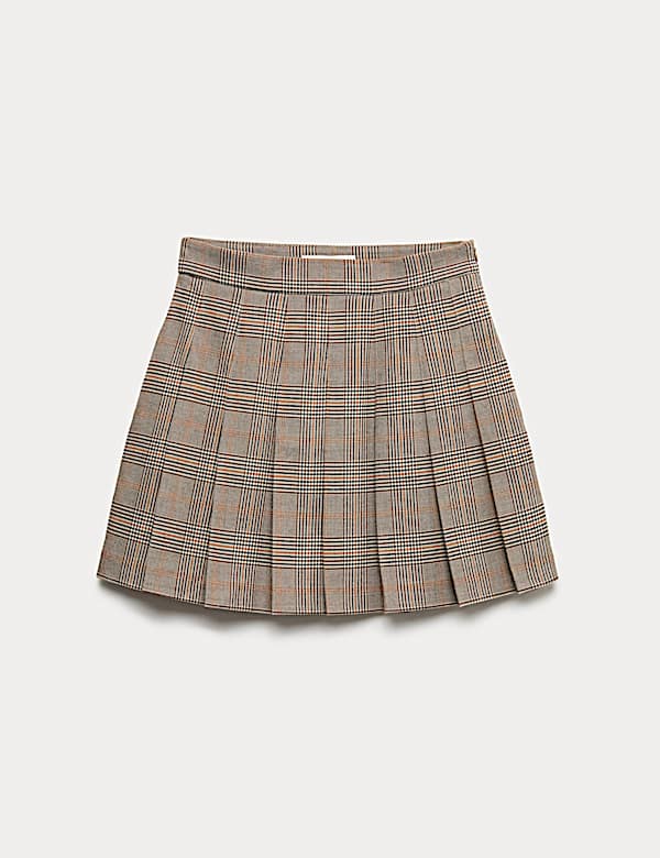 Checked Pleated Mini Skirt - AL