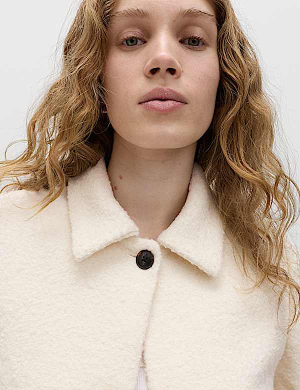 ז'קט טוויד בטקסטורה עם צווארון בשילוב צמר - IL