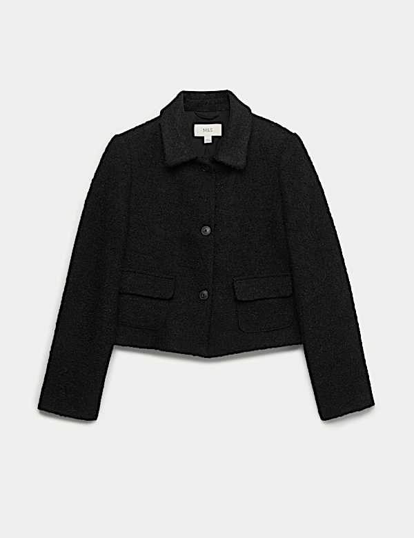 Veste en tweed textur&eacute; avec laine et encolure - CA