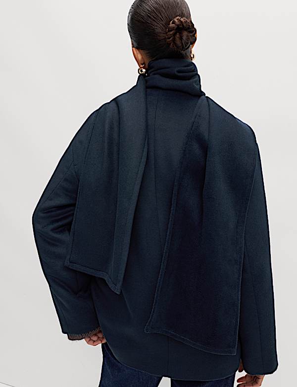 Removable Scarf Short Tailored Coat - US