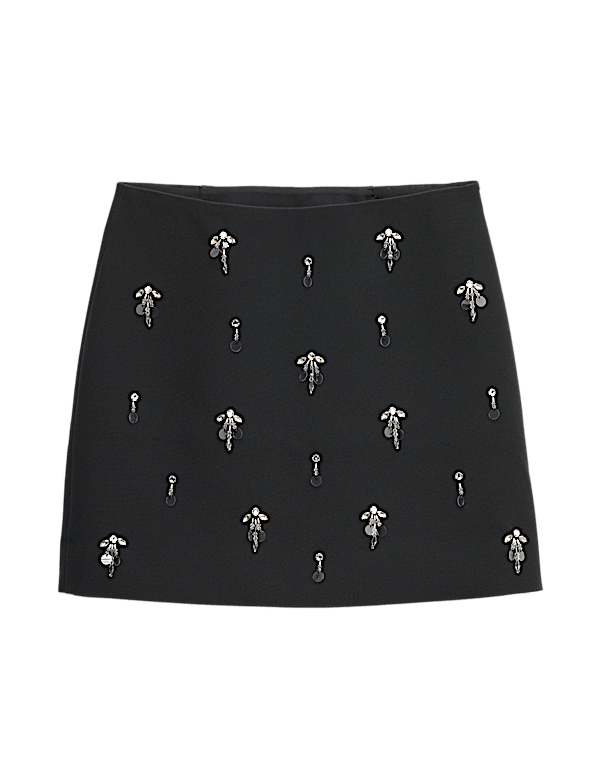 Disc Embellished Mini A-Line Skirt