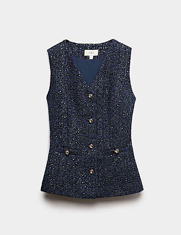 Metallic Sequin Tweed Waistcoat - GR