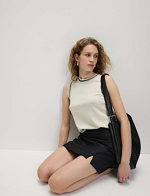 Linen Blend Mini Skirt - JE