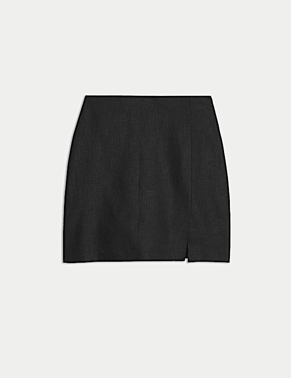 Linen Blend Mini Skirt - JE