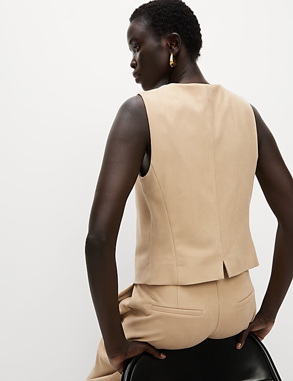 Collarless Suedette Waistcoat - JO