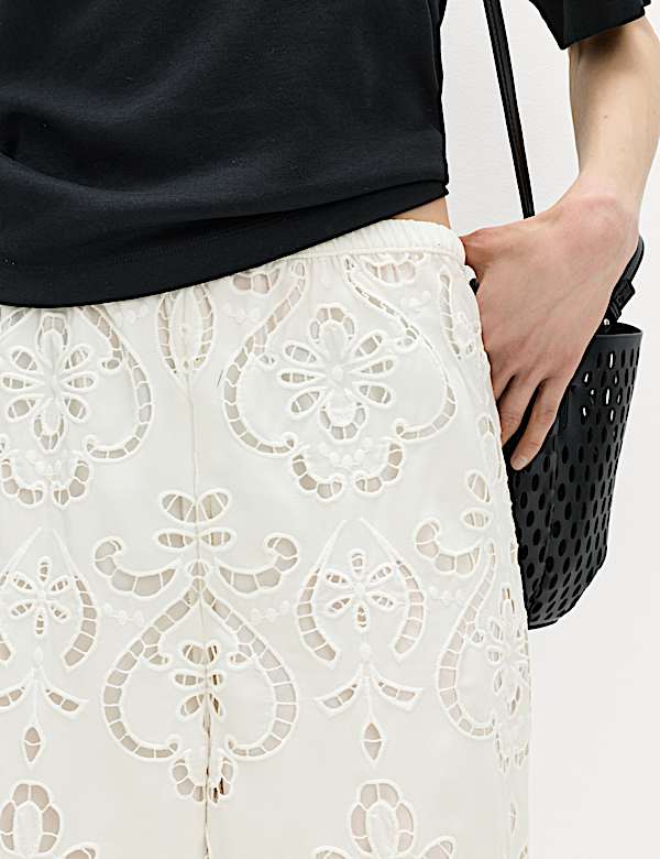 Cutwork Embroidered Straight Leg Trousers - IT