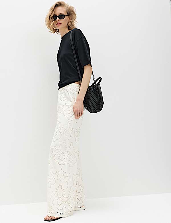 Cutwork Embroidered Straight Leg Trousers - IT