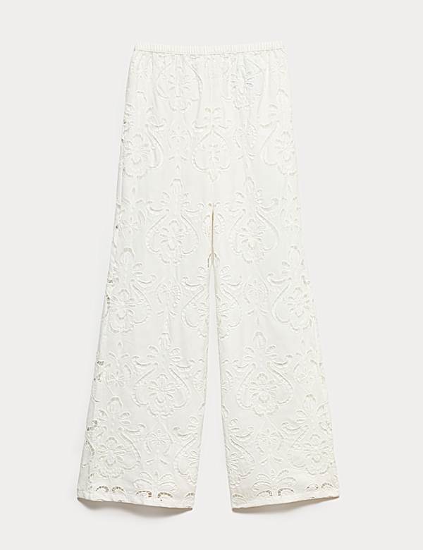 Cutwork Embroidered Straight Leg Trousers - IT