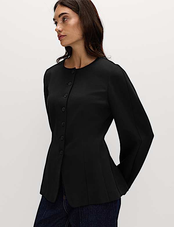 Veste Ponte coupe ajustée sans encolure - CH