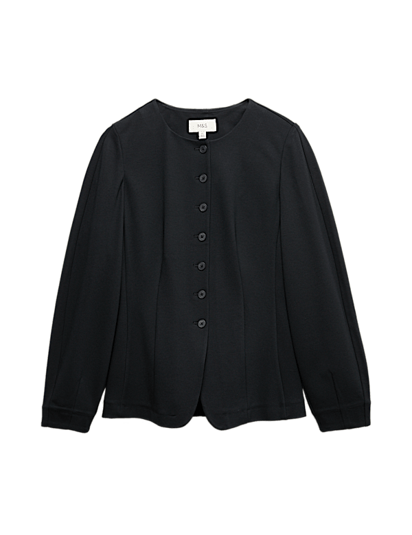 Ponte Collarless Tailored Jacket