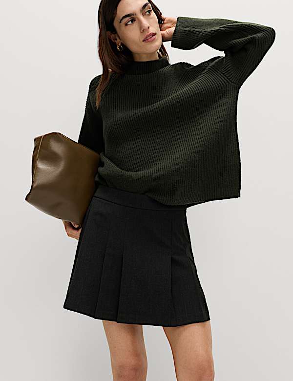 Check Pleated Mini Skirt - DE