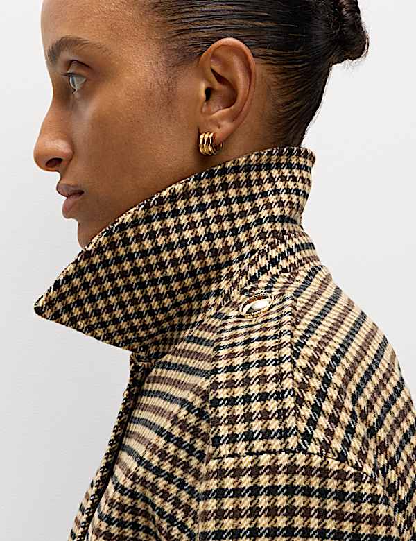 Checked Collared Short Jacket