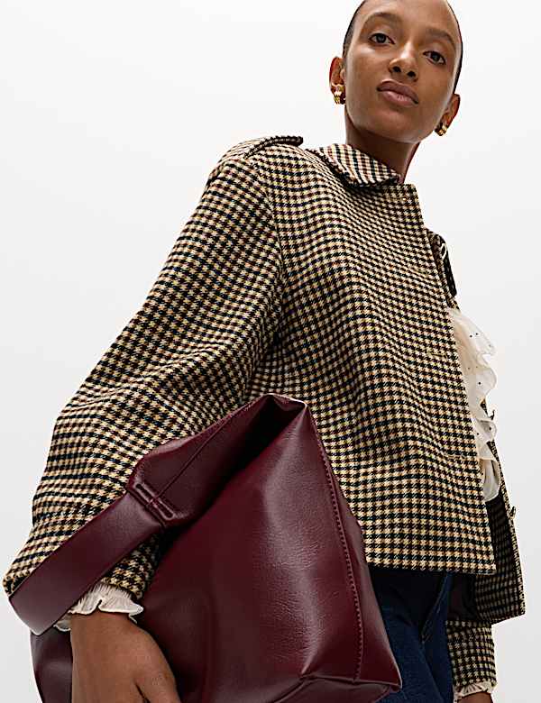 Checked Collared Short Jacket