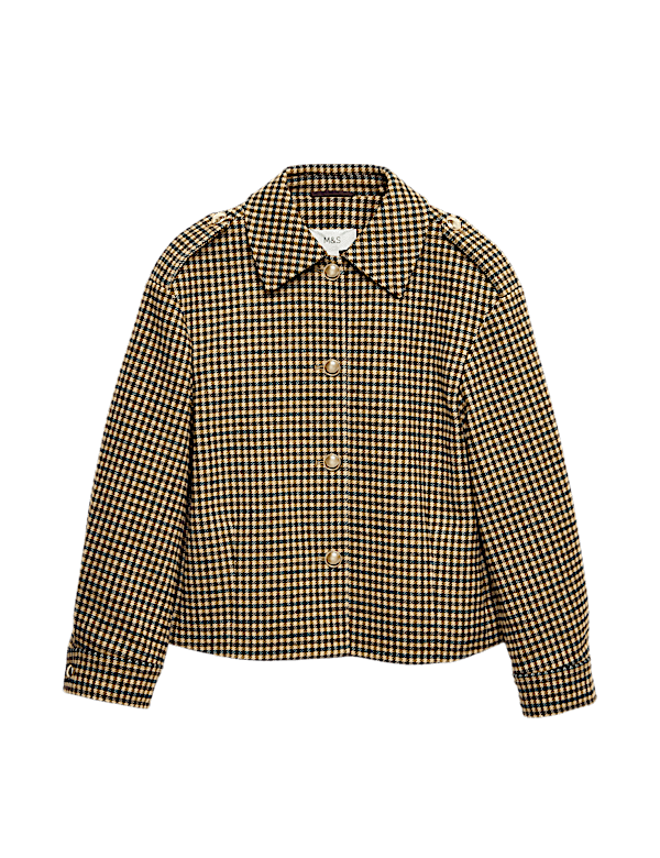 Checked Collared Short Jacket