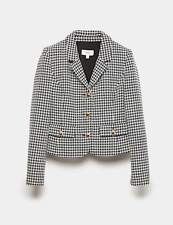 Cotton Rich Tweed Collarless Jacket - AT