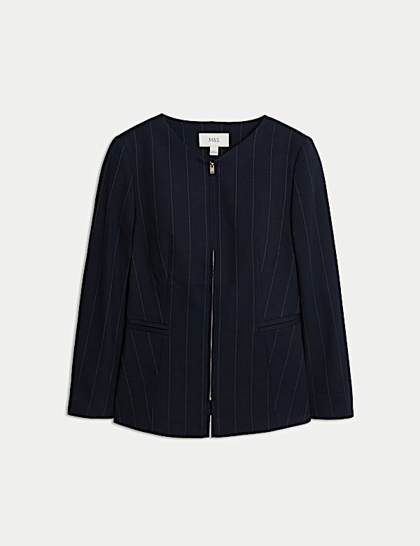 ז'קט פסים עם רוכסן מלא - IL