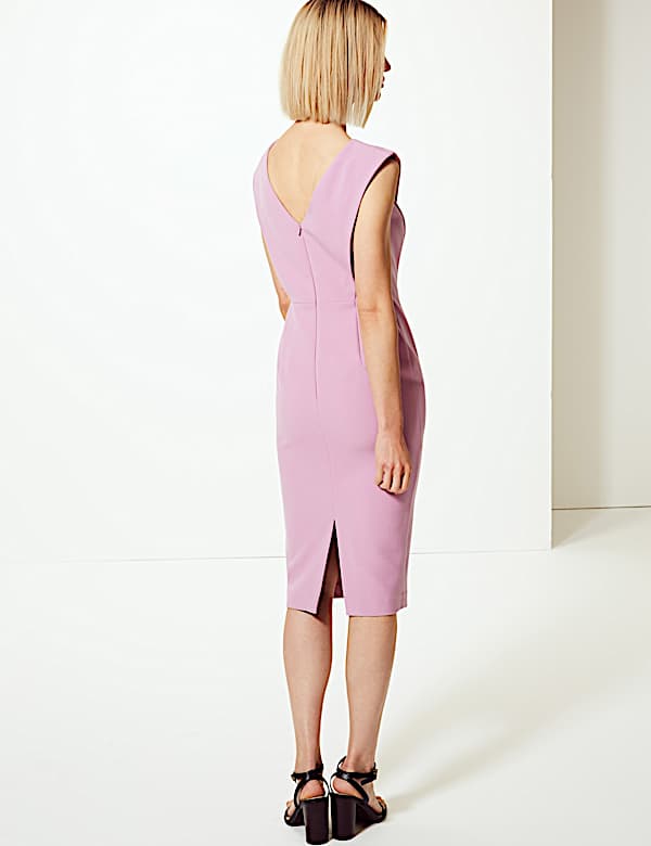 Double Crepe Short Sleeve Bodycon Dress