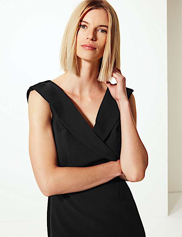 Double Crepe Short Sleeve Bodycon Dress