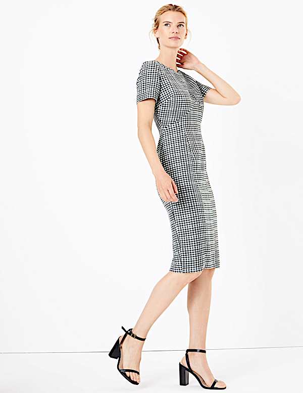 Checked Midi Bodycon Dress