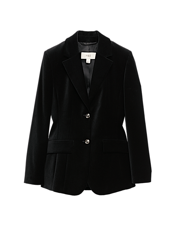 Cotton Rich Velvet Waisted Tailored Blazer