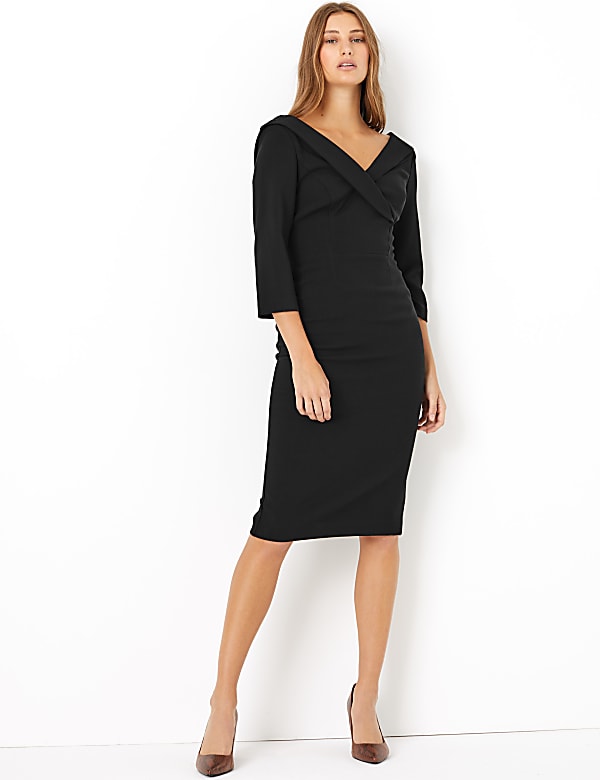 Off The Shoulder Bodycon Midi Dress