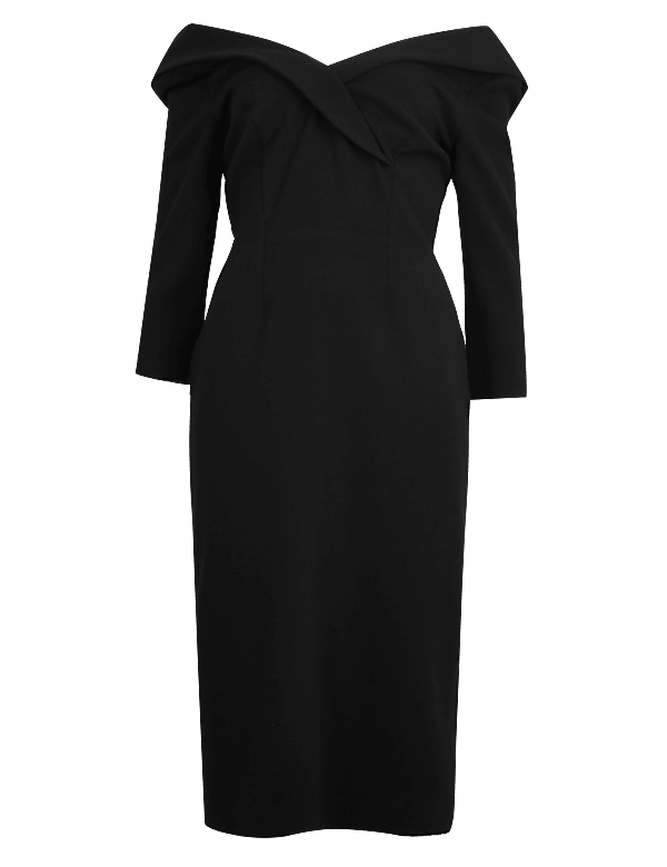 Off The Shoulder Bodycon Midi Dress
