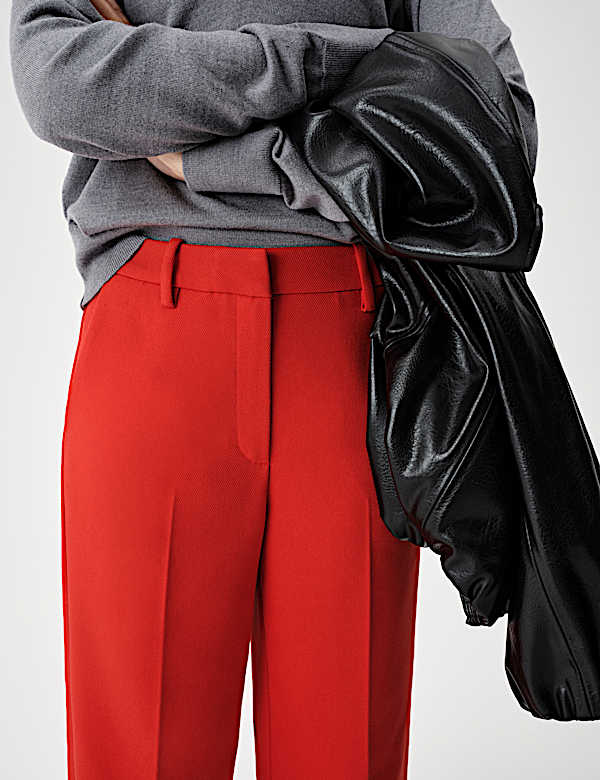 Hose mit geradem Bein und hohem Bund aus Twill - DE