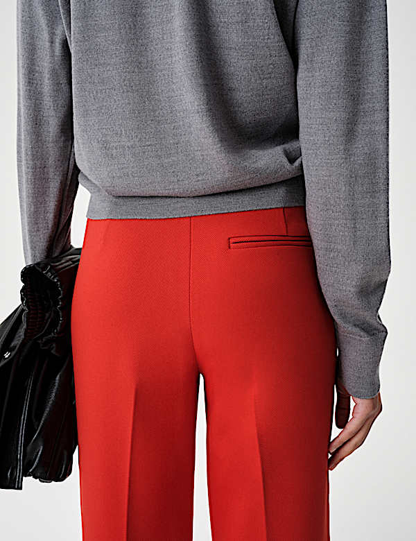 Hose mit geradem Bein und hohem Bund aus Twill - DE