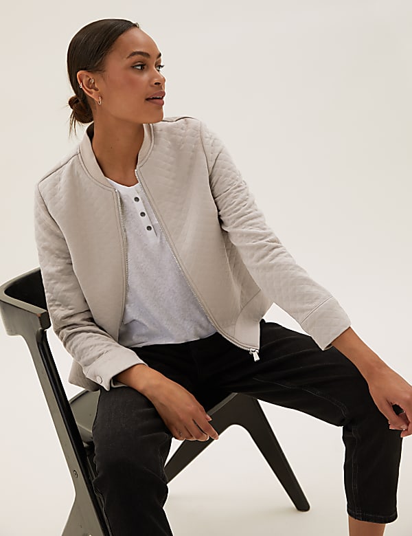 Jersey Quilted Bomber Jacket